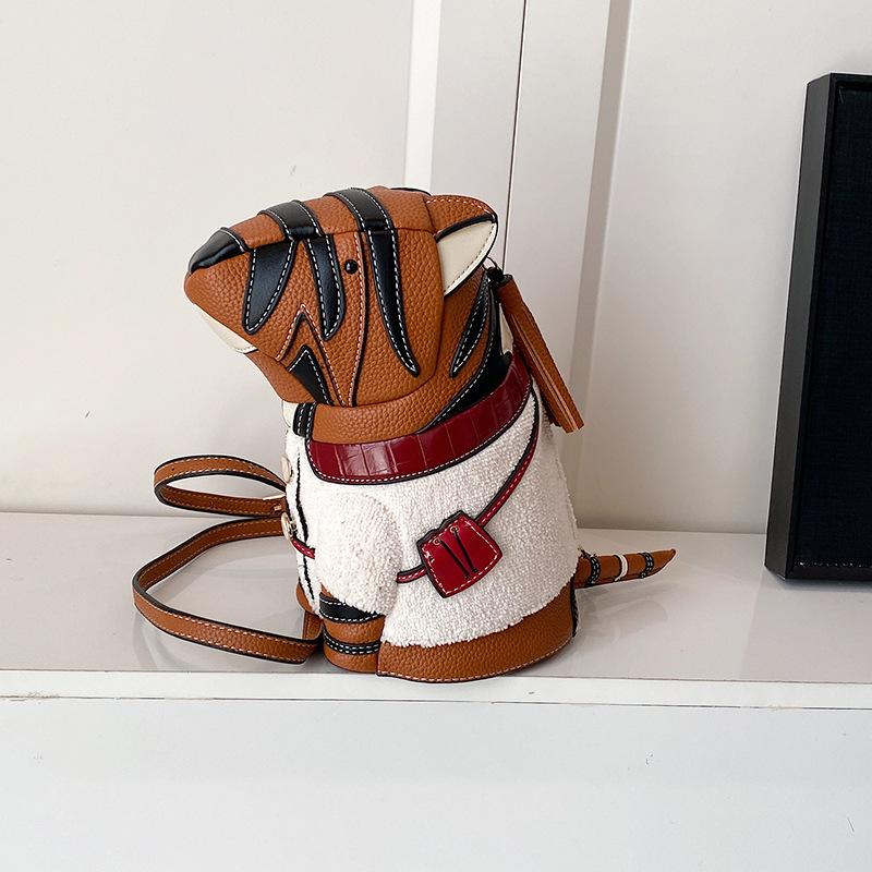 Small and Cute Animal-themed Bags: Little Tiger Unique-shaped Bag, Single-shoulder Crossbody Bag коричневый
