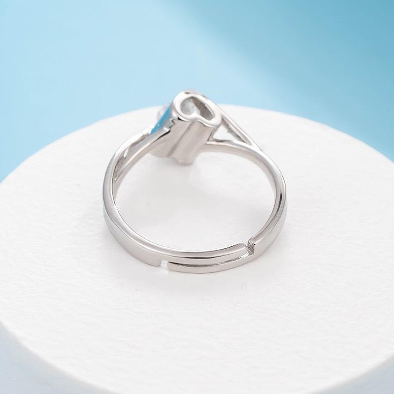 Angel Kiss Heart Simulation Diamond Moissanite Ring Simple Fashion Ring Live Adjustable Women'S Jewelry Premium