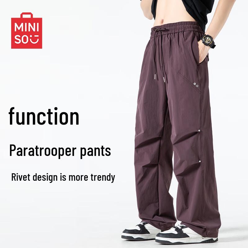 MINISO Men's High Street Loose Straight-Leg Parachute Pants