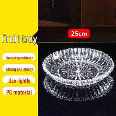 Durable PC Acrylic Striped Round Serving Plate