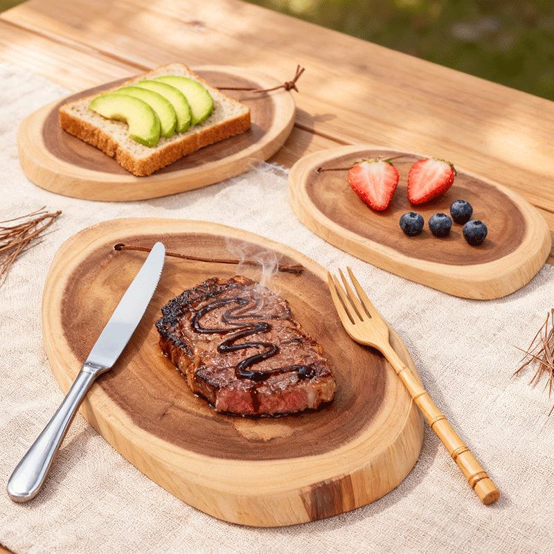 High-End Irregular Acacia Wood Cutting Board & Platter for Camping and Picnics