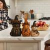 Halloween Window Display Props 3Pcs Witch Cat Dog Statues, Resin Rustic Farmhouse American Country Style Decor Ornaments for Autumn Thanksgiving,