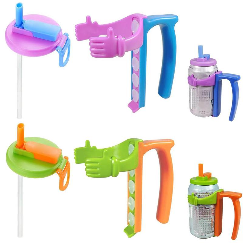 Spill-Proof Soda Can Holder with Lid Portable Straw Lid Cover and Handle for Canned Beverage & Beer Fits Standard 12oz Soda Cans