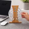 Retro Desktop Calendar Decoration Wooden Perpetual Calendar, Manual Rotating Desk for Home Office Sustainable Decor Decor, Creative Natural Wood Date