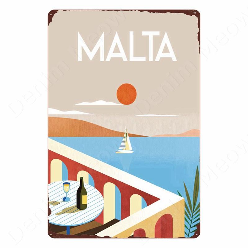 DORA Tin Sign Vintage Metal Tin Sign Art Plaque Travel Landscape Plate Home Bar Cafe Room Wall Decor Amsterdam Ireland Canada