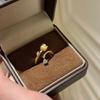 Ancient Gold Crafts Brushed Lily of the Valley Rings for Women Tassel Inlaid Diamonds Water Drop Diamond Female Ring Adjustable