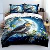 Cockatiel Perched In Moonlit Blossoms Print Bedding Set 1Duvet Cover 2 Pillowcases For Adult And Children Luxury Gift Full Size