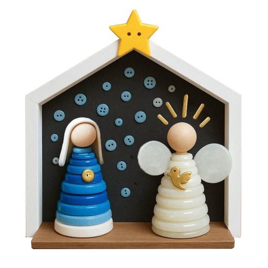 DIY Button Nativity Scene Craft Kit with Buttons & Beads Handmade Christmas Ornament Activity