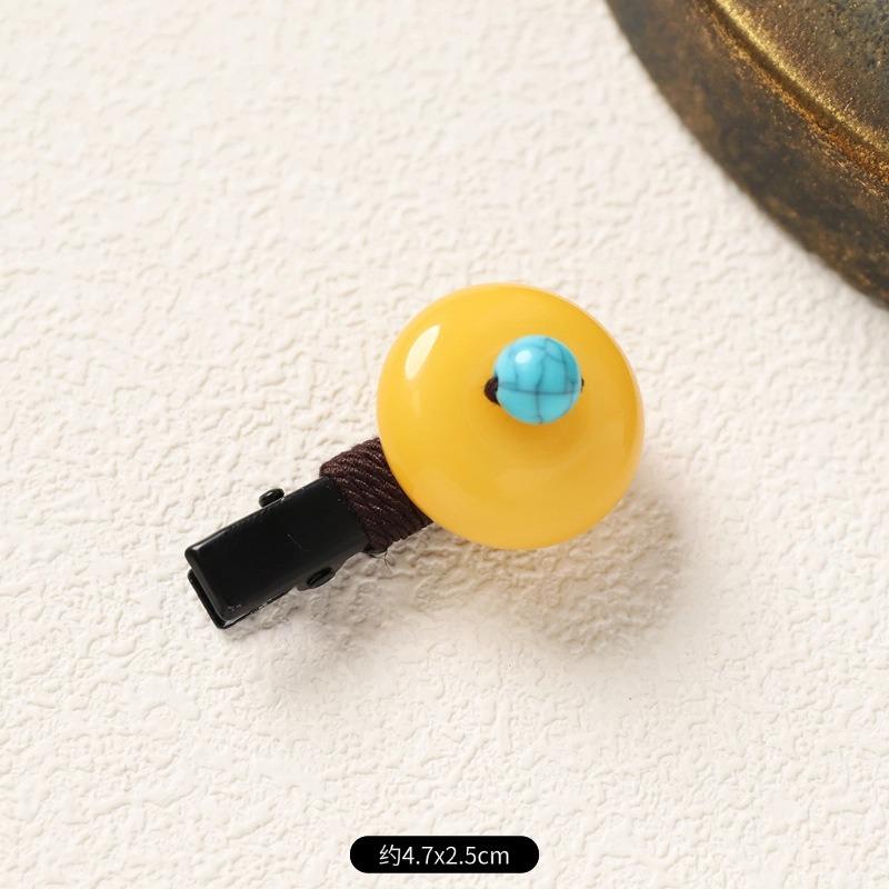 Retro Handmade Hairpin Niche Exquisite Woven Turquoise Beeswax Bangs Side Clip Tibetan Hair Jewelry