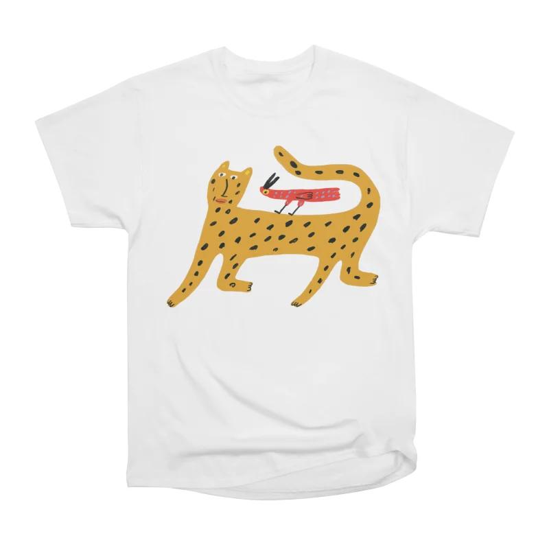 Men Casual Shirts Short Sleeves CHEETAH White Tees Oversized T-shirts S белый