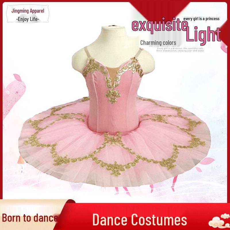 Pink Swan Ballet Performance Tutu Dress for Girls