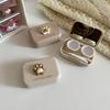 Women Portable Travel Set Color Contact Lenses Storage Box Milk Tea Frosted Lens Container Small Cat Paw Contact Lens Case