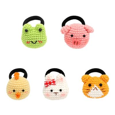 Lovely Animal Hairband Crochet Kits Hair Ropes Crochet Starter Kits Handmade Knitting Set with Crochet Hook for Woman
