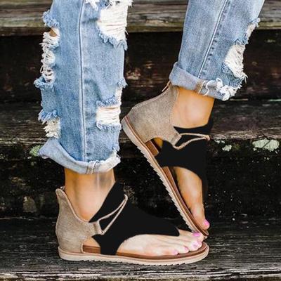 Vow-Women Summer Clip-Toe Παπούτσια με φερμουάρ Άνετα σανδάλια Flats Lady Casual σανδάλια παραλίας
