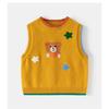 Cartoon Bear Pattern Sleeveless Pullover Knit Vest For Kids Boys And Girls
