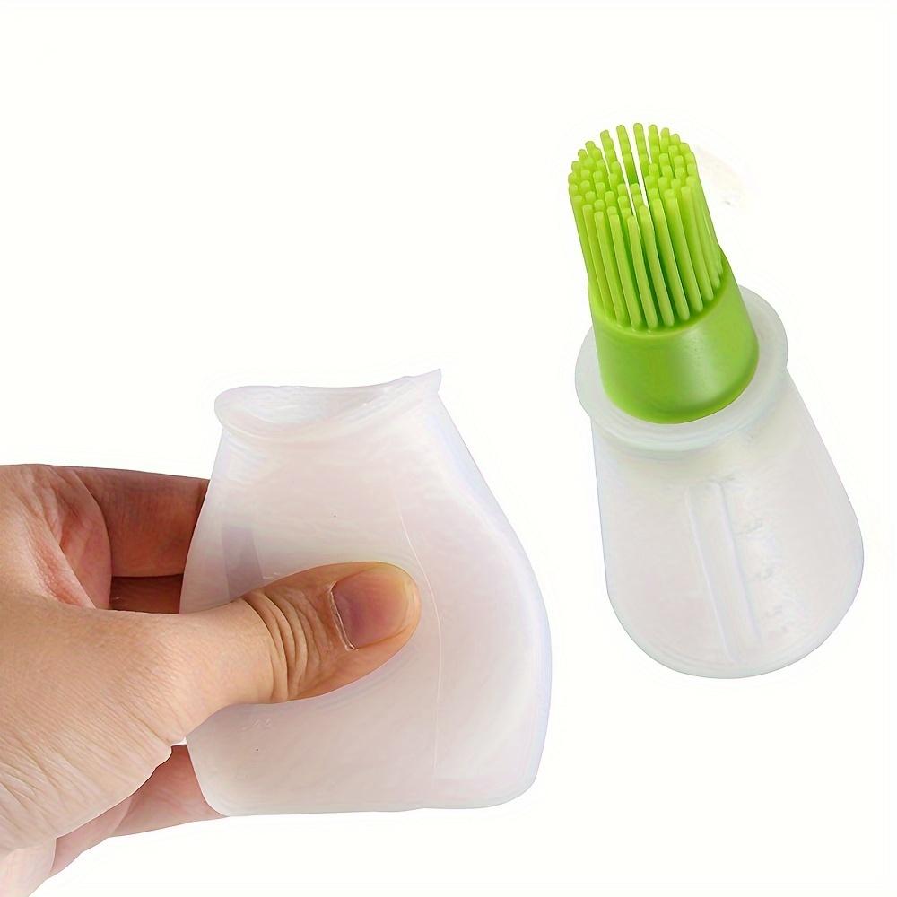 1PC Silicone Oil Bottle Brush with Lid, Silicone Barbecue Sweep with Scale, Cake Baking Tool Oil Bottle Sweep
