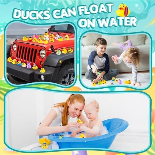 Mikulala 24 Pack Rubber Duckies, Colorful Bath Toys for Kids, Squeaky Bathtub Ducks for Toddlers, Birthday Party Favors
