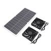 Solar Powered Fan Kit 16W Monocrystalline Solar Panel Dual Exhaust Fans Kit with Protective Net for Pet House Chicken