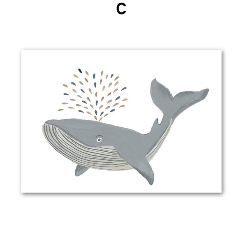 Whales Shark Starfish Shellfish Boat Anchor Wall Art Canvas Painting Nordic Posters And Prints Pictures For Baby Kids Room Decor