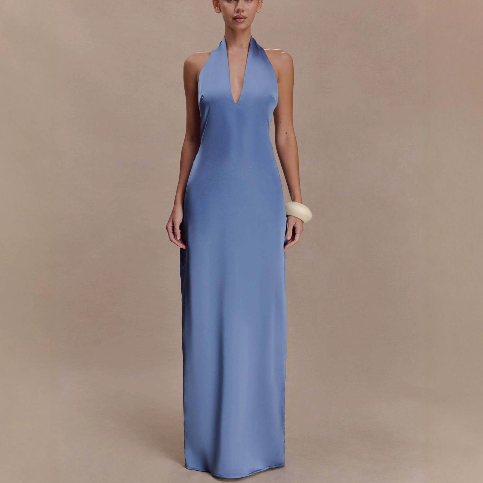 2026 spring and summer new European, American and Amazon cross-border foreign trade women s sleeveless dress waist neck halter dress women XS