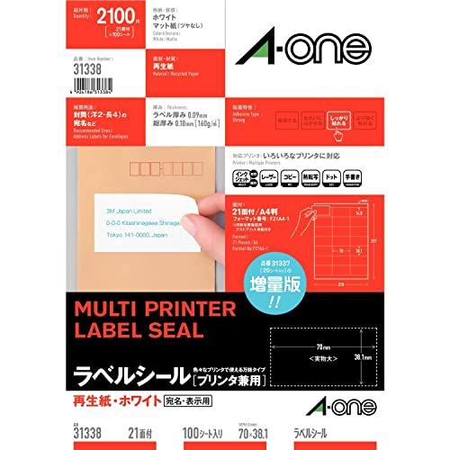A-One Label Sticker Recycled Paper 21 Pages 100 Sheets 31338