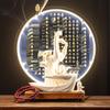 Zen Buddha Hand Ceramic Backflow Incense Burner with Light Ring and Heart Sutra Ornament for Indoor Decor