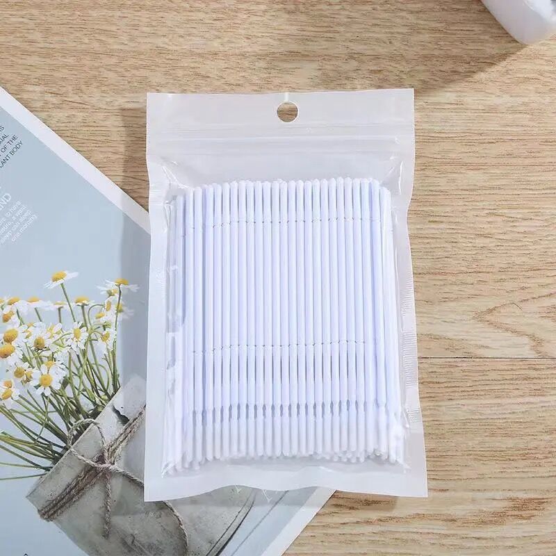Grafting Eyelashes Long Head Cleaning Stick Nano Small Cotton Swab Removing Eyelashes Cotton Swab Cleaning Stick Eyelash Embroidery Makeup *6pcs