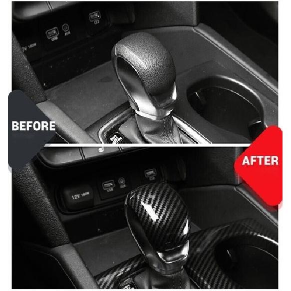 Carbon Fiber ABS Car Interior Gear Shift Knob Cover Trim For Hyundai Santa Fe