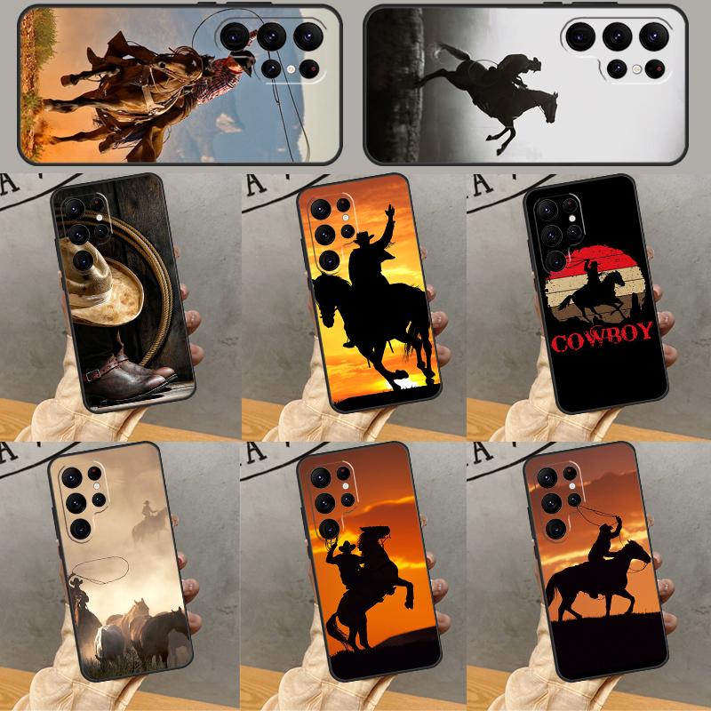Rodeo Cowboy Lasso Horses Phone Case For Samsung Galaxy S25 Ultra S24 S23 S22 Ultra S9 S10 S20 Plus S21 FE Funda Cover