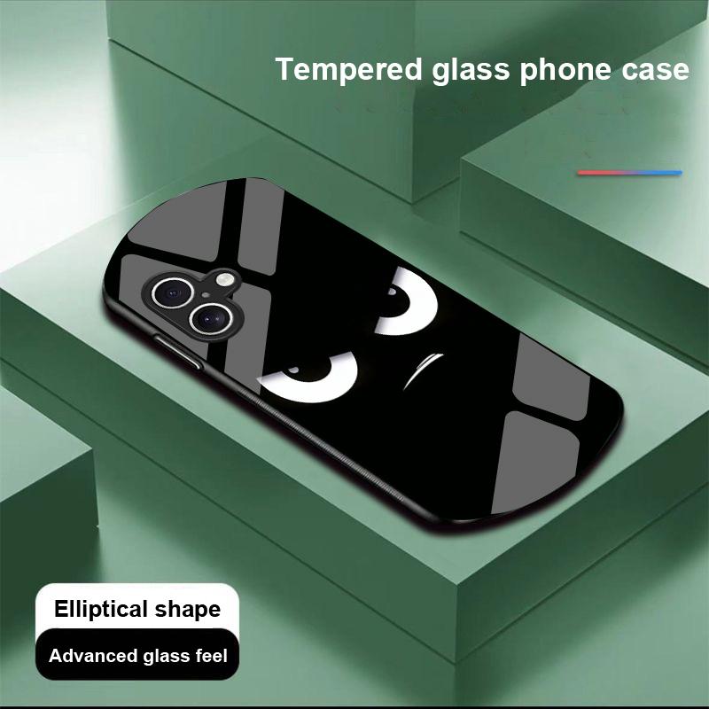 Funny Devil Eyes For Apple IPhone 16 11 13 15 14 Pro Max 12 Mini 7 8 Plus XR X XS Elliptical Shaped Tempered Glass Phone Case