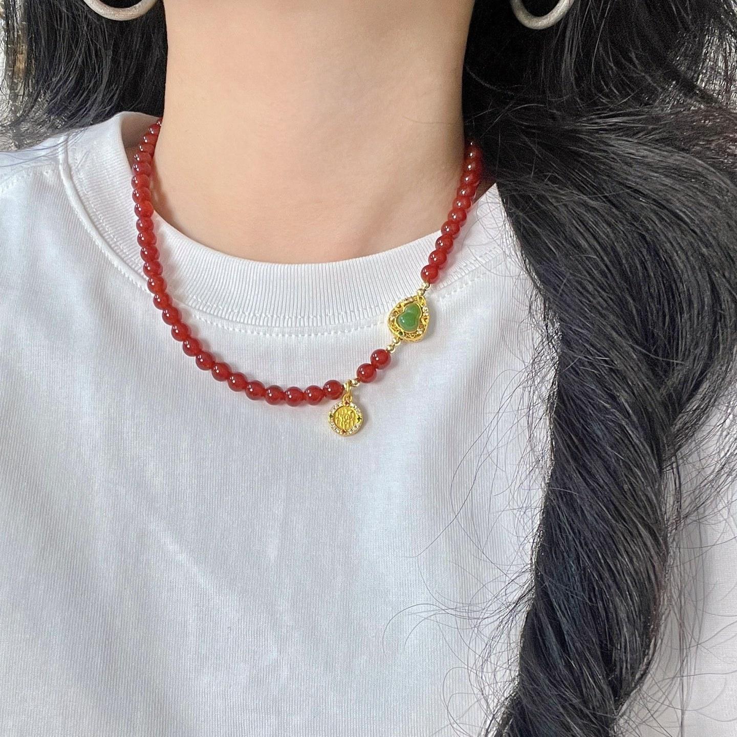 

Natural Lapis Lazuli White Crystal Design Necklace Collarbone Chain Sweater Chain