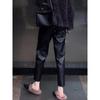 Small narrow version straight leather pants women's autumn and winter new high waist and thin temperament nine-point pipe pants