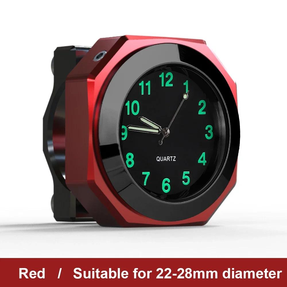 

Motorcycle Bike Clocks for 22-28mm Handlebar IPX7 Waterproof Aluminum Watch Time for Yamaha Kawasaki Honda Suzuki Accessories червоний
