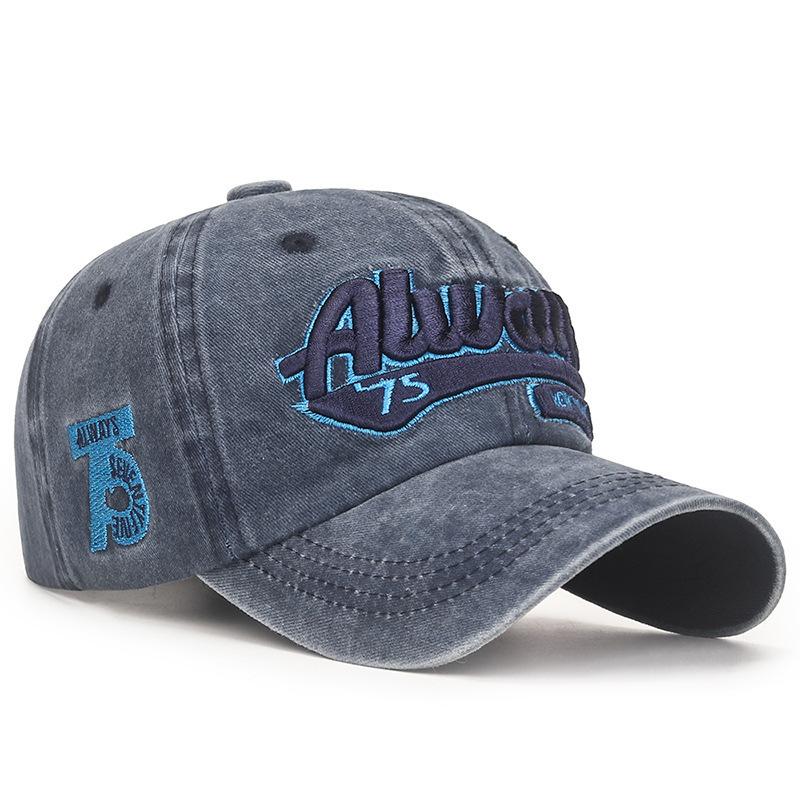 Washed 75 Baseball Cap Letter Embroidery Fashion Cap Versatile Casual Shade Soft Top Hat Women Adjustable темно-синий