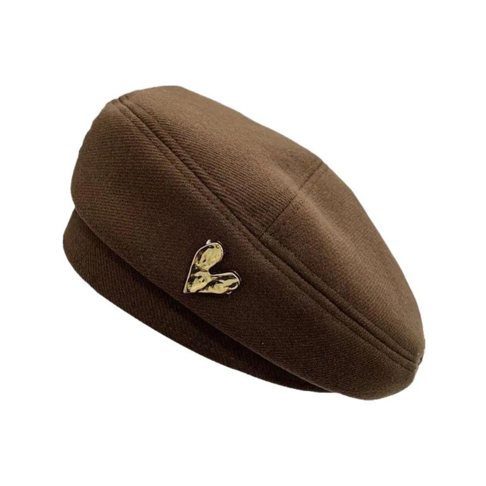 

Сердце Любовь Берет Однотонный Толстый Восьмиугольный Кепи Винтажная Шляпа Художника Аксессуары для Одежды кофейный