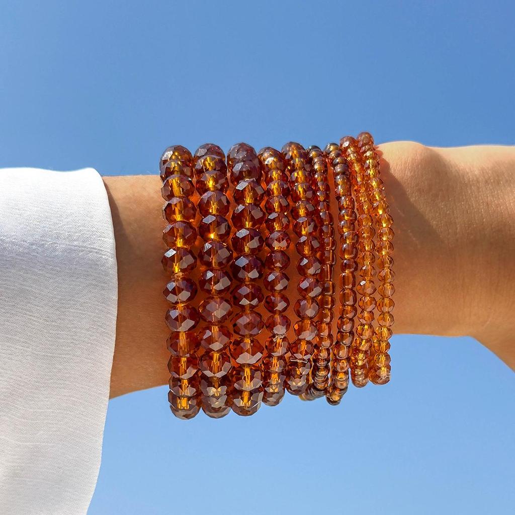 Spring/Summer New Collection Multi-Layer Beads Bracelet Set for Women Jewelry Trendy Versatile Cut Surface Beads Bracelet