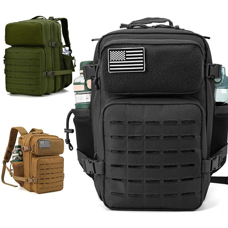 45L Taktický batoh pro muže a ženy Vodotěsný Sportovec Posilovna Outdoorová taška Cestování EDC Turistika Batoh s držákem na láhev Fitness