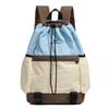Casual Backpack Drawstring Ties Contrasting Color Versatile Schoolbag Large Capacity Outdoor Mountaineering Sports Travel Backpack