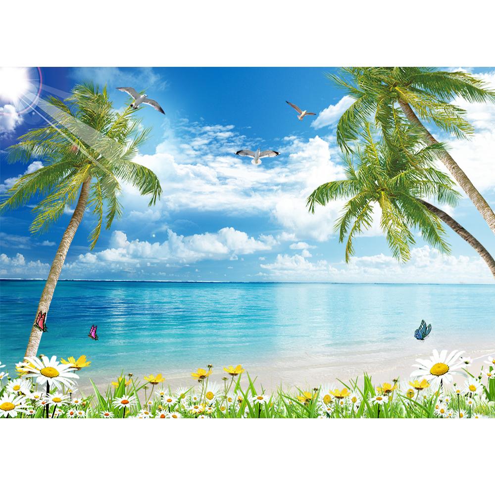 3d Beach Wall Mural Sky Ocean Wallpaper Living Room Beach Wallpaper