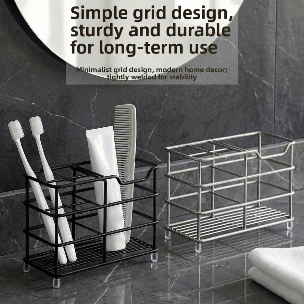 Non-Slip Metal Toothbrush Holder Stable Countertop Storage Rack  Bathroom Accessories
