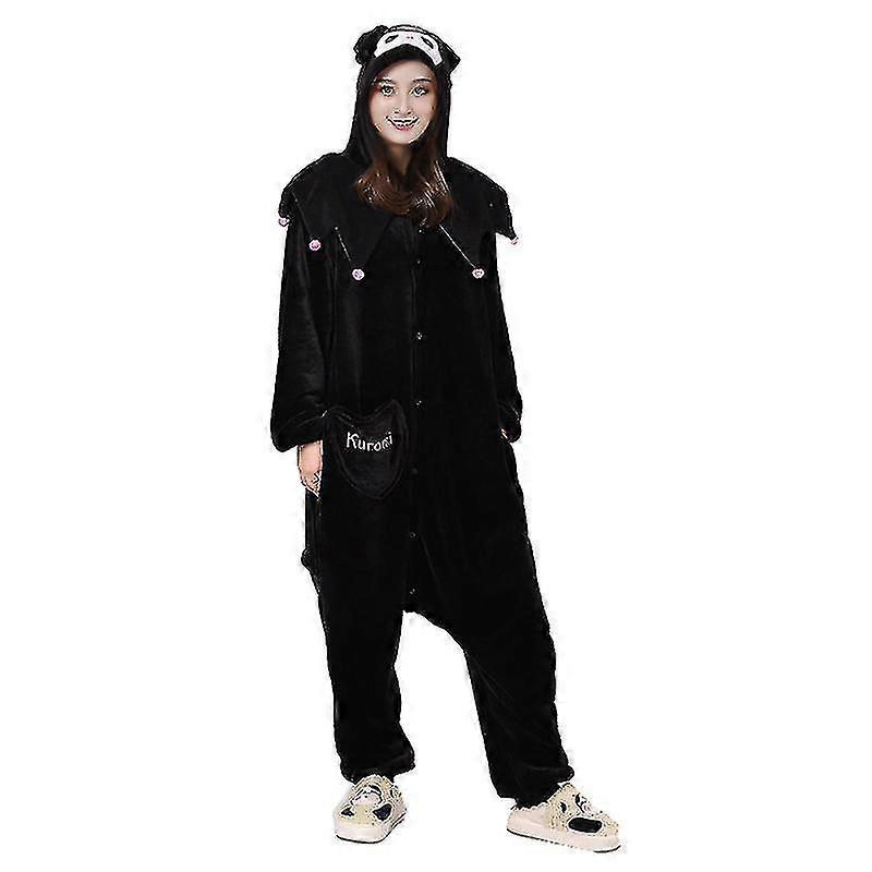 Kuromi Cosplay Kostüm Damen Kigurumi Pyjama Halloween Cartoon Einteiler Kind Kawaii Flanell Homewear Für Feiertagsparty Mädchen Geschenk