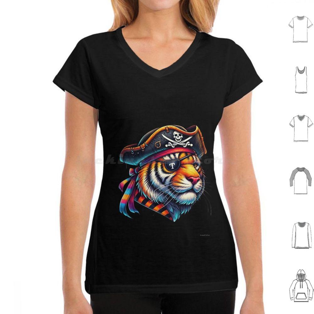The Legendary Pirate TigerKing Of The Wild Oceans T Shirt Cotton Men Women DIY Print Pirate Tiger Animal Art Colorful