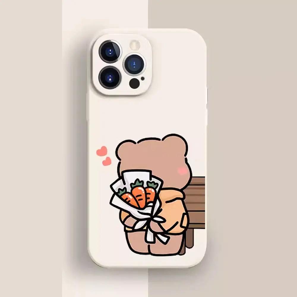 

Cute Bear and Rabbit Couple Pattern Phone Case for iPhone 17 16 15 14 13 12 11 16E Series Pro Max Plus Double Layer Protection iphone 17