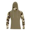 Long Sleeve Hooded Sun Protection Shirt with Face Cover and Camouflage Raglan Sleeves for Outdoor Activities Fishing Hiking Running