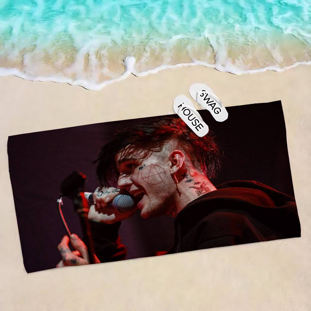 Singer L-Lil Peeps Microfiber Printed Beach Towel Mountain Climbing Yoga Beach Swimming Running Absorbent Soft Towel