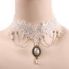 Pearl Handmade Lace Short Statement White Wedding Choker Collar Bridal Necklace Jewelry