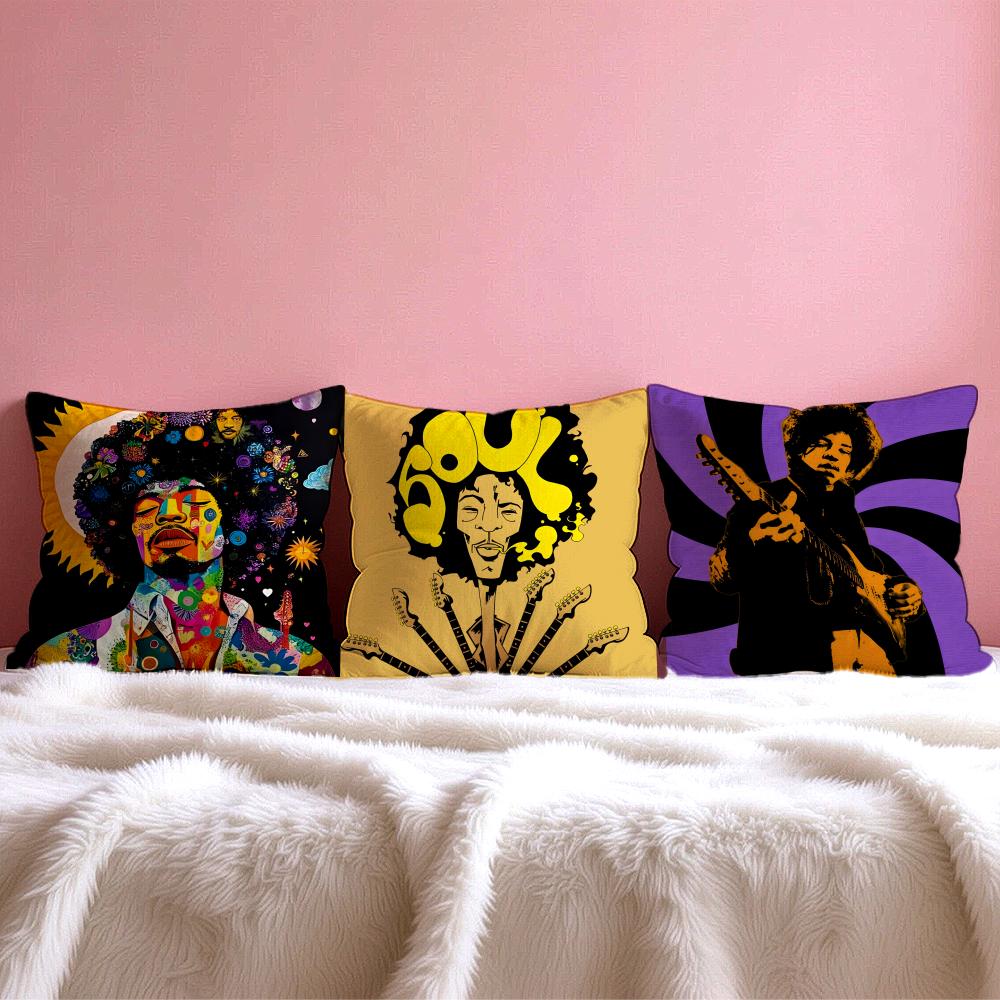 Singerj-Jimi H-Hendrix Cushion Cover Multi-Scene Pillow Cover For Home & Car - Reversible, Soft & Durable For Daily Use