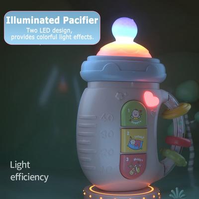 Silicone Baby Bottle Shape Teething Toys Light and Music Electric Soother Bottle Newborn Teething Toys for 0 3 6 12 Months Boys Girls