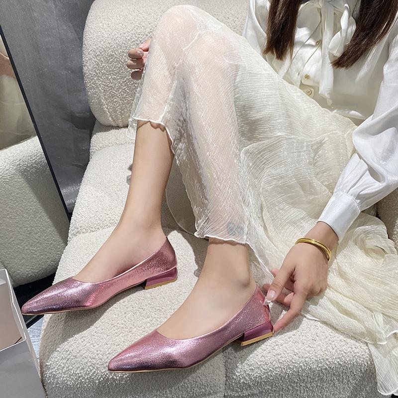 Chunky Heels Low Heel Elegant Pointed Toe Ladies Pumps Women's Shoes Formal Block  Today On Sale Luxury Brand Footwear Young