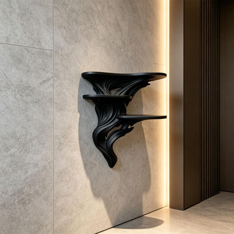 3-stöckiges Wandregal, Schwebendes Regal für Wandskulptur Hängeregal-Einheit, Dreistöckiger Kunststoff-Ausstellungsständer für Figuren im Eingangsbereich, Heimbüro,